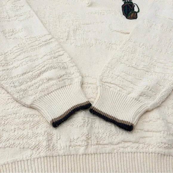 Vintage 90s Northern Golf Elements Knit Collared Textured Grandpa Sweater Medium - Picture 3 of 5